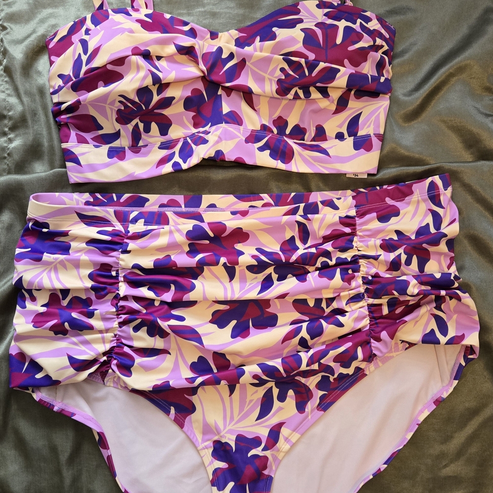 Floral Purple and Pink Bikini Set
